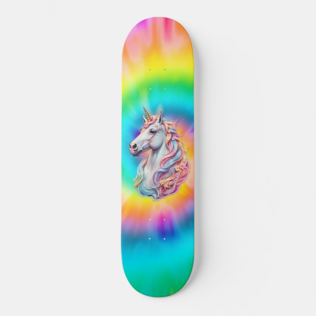 Rainbow DreamTime Unicorn Skateboard (Front)