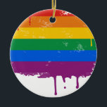 Rainbow drip ceramic tree decoration<br><div class="desc">Gay Ornaments</div>