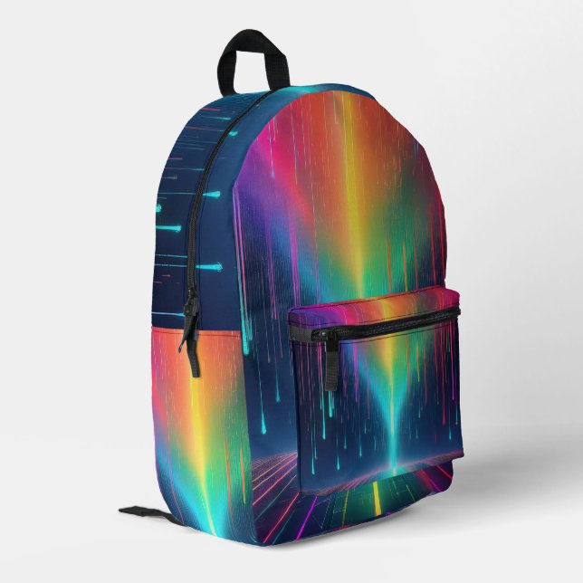Rainbow Drip Trip Printed Backpack (Back Corner Left)