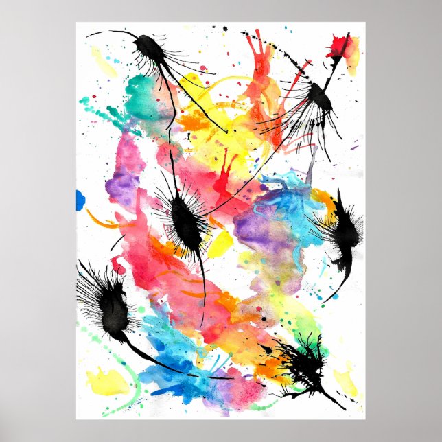 Rainbow drip watercolours poster (Front)