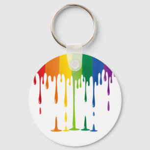 Rainbow Dripping Paint Liquid Abstract Art Key Ring