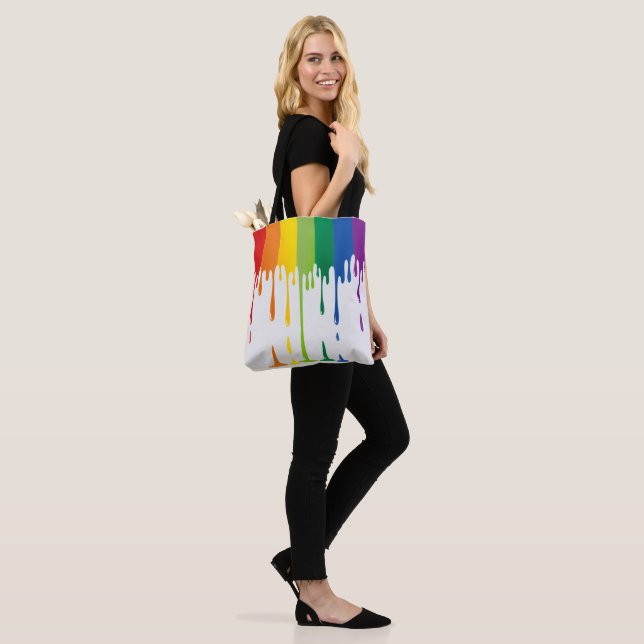 Rainbow Dripping Paint Liquid Abstract Art Tote Bag (On Model)
