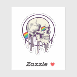 Rainbow Dripping Skull Vintage Engraving Design_1
