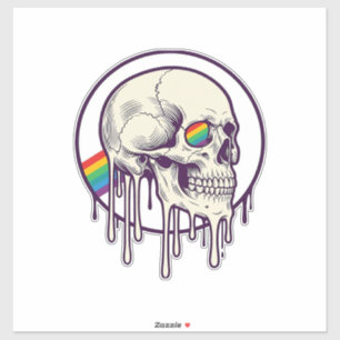 Rainbow Dripping Skull Vintage Engraving Design_1