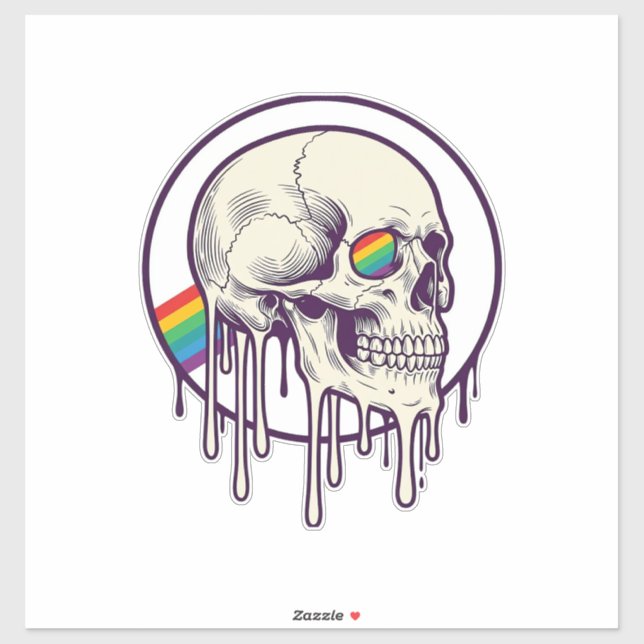 Rainbow Dripping Skull Vintage Engraving Design_1 (Sheet)