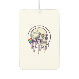 Rainbow Dripping Skull Vintage Engraving Design_1 Car Air Freshener