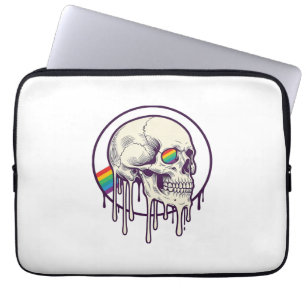 Rainbow Dripping Skull Vintage Engraving Design_1 Laptop Sleeve