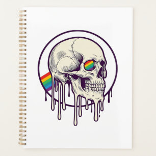 Rainbow Dripping Skull Vintage Engraving Design_1 Planner