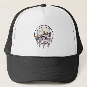 Rainbow Dripping Skull Vintage Engraving Design_1 Trucker Hat