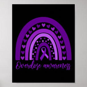 Rainbow Drug Addiction Recovery Purple Ribbon 2 Poster