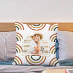 Rainbow Earth Tones Photo Cushion<br><div class="desc">Modern multi colour earth tones rainbow arches with framed photo throw pillow.</div>