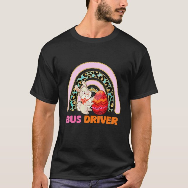 Rainbow Easter Bunny  Bus Driver T-Shirt (Front)