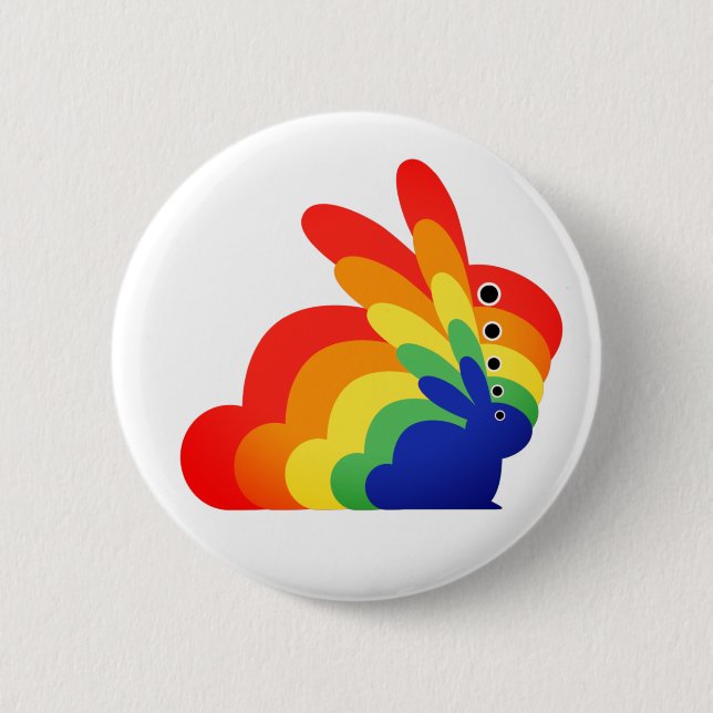 Rainbow Easter Bunny - Easter 6 Cm Round Badge (Front)