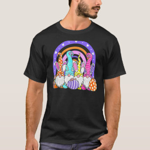 Rainbow Easter Bunny Spring Gnome Easter Eggs Hunt T-Shirt