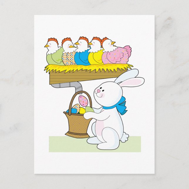 Rainbow Easter Chickens Holiday Postcard (Front)