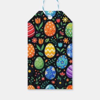 Rainbow Easter Eggs and Flowers Gift Tags
