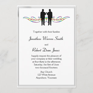 Rainbow Elegance Gay Groom Wedding Invitation