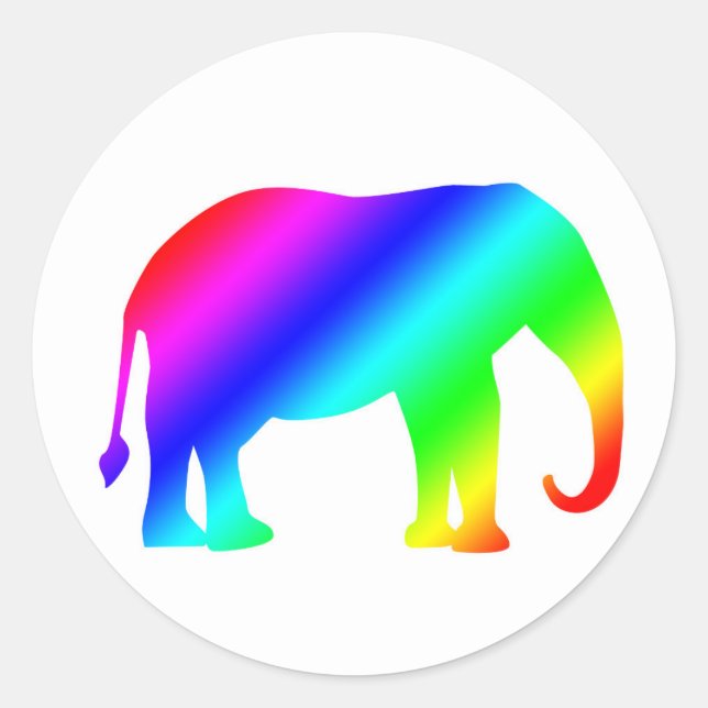 Rainbow Elephant Classic Round Sticker (Front)