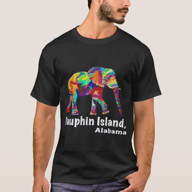 Rainbow Elephant Dauphin Island T-Shirt (Front)