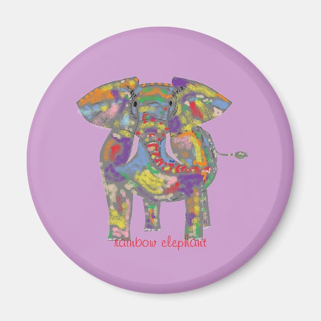 Rainbow Elephant Magnet (Front)