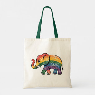 Rainbow Elephant Tote Bag