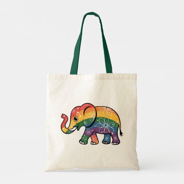 Rainbow Elephant Tote Bag (Back)