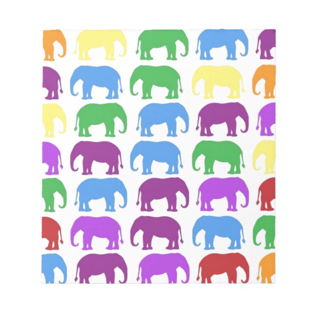 Rainbow Elephants Classy Designer Notepad (Front)