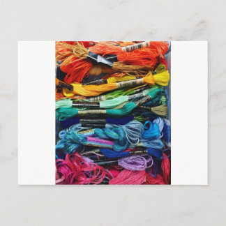 Rainbow Embroidery Floss | Threads | Sewing Postcard
