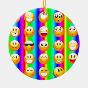 rainbow emoji ceramic ornament