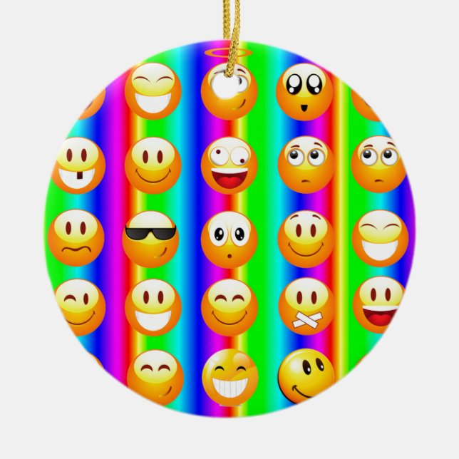 rainbow emoji ceramic ornament (Front)