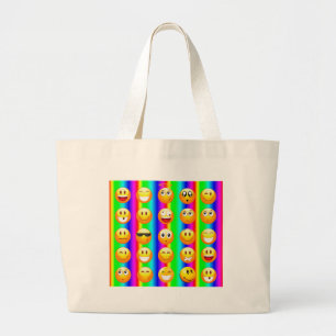 rainbow emoji large tote bag