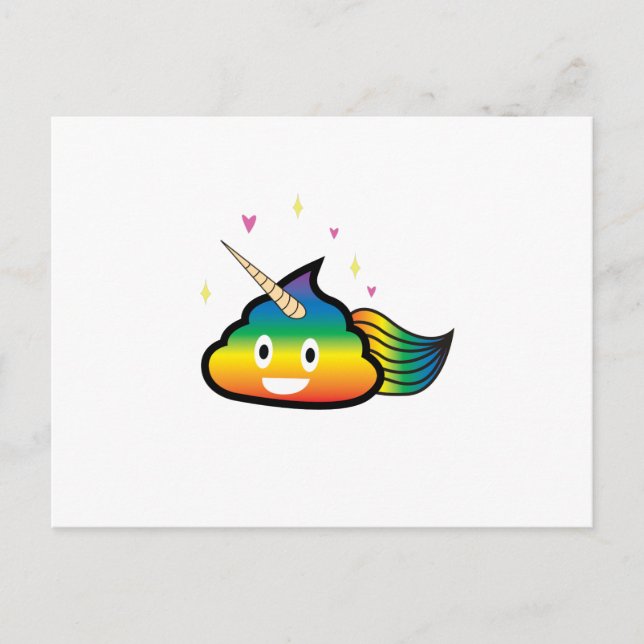 Rainbow Emoji Poop Cute Girl funny  Birthday Party Postcard (Front)