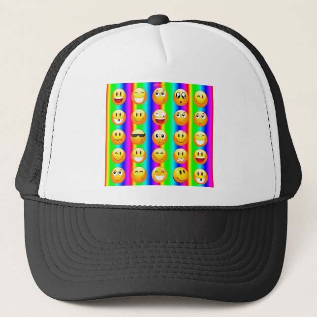 rainbow emoji trucker hat (Front)