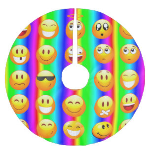 rainbow emoji xmas christmas tree skirt
