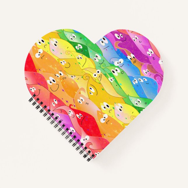 Rainbow Emoting Blob Cute Monsters in Pride Colour Notebook (Front)