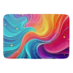 Rainbow Energy Swirl: Vibrant Flow Art Bath Mat