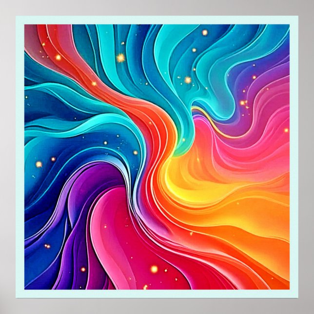 Rainbow Energy Swirl: Vibrant Flow Art Poster (Front)