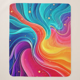 Rainbow Energy Swirl: Vibrant Flow Art Sherpa Blanket