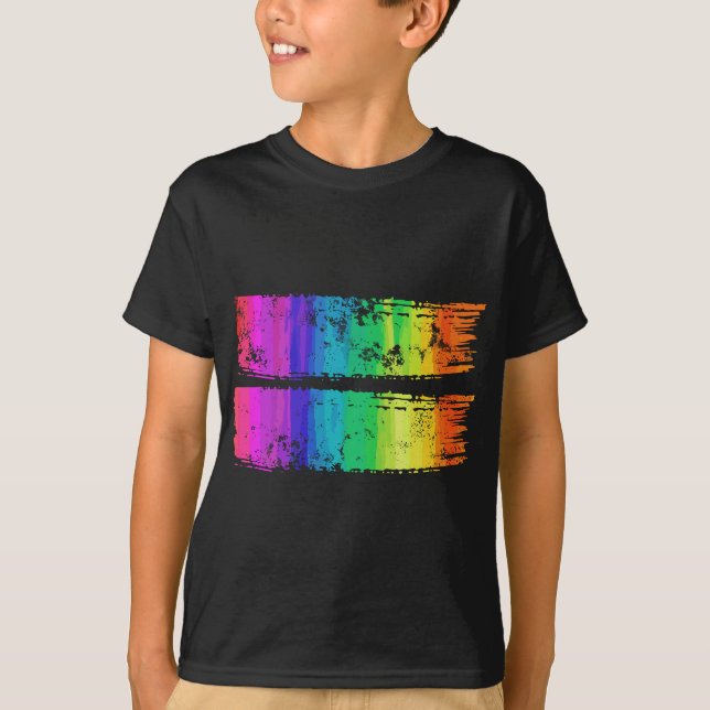 Rainbow Equality Brush Stroke Equal Sign Pride Gay T-Shirt (Front)