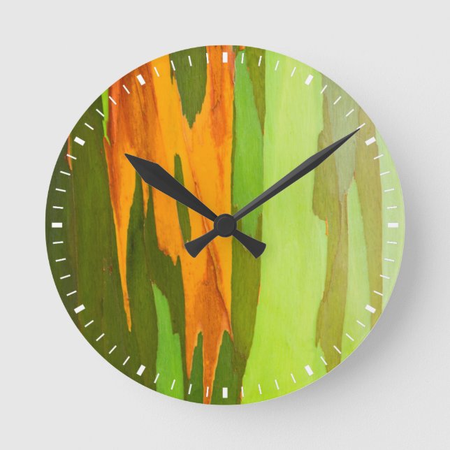 Rainbow Eucalyptus bark, Hawaii Round Clock (Front)
