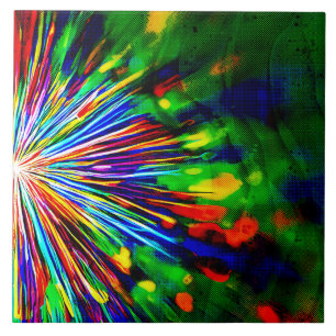 Rainbow Explosion Ceramic Tile