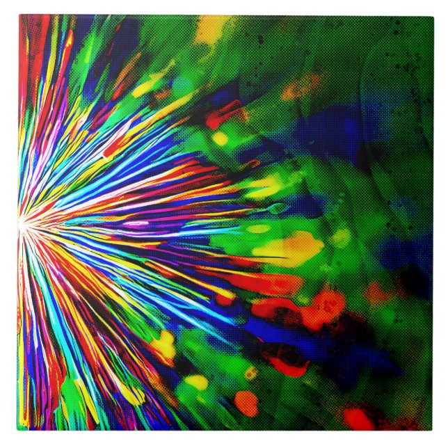 Rainbow Explosion  Ceramic Tile (Front)