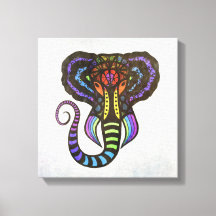 Rainbow Extravagant Elephant on Grey Background
