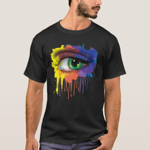 Rainbow Eye , Hipster, Paint Splatter, Zany Brainy T-Shirt
