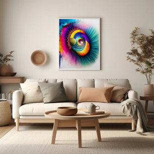 Rainbow Eye Spiral Abstract Art Poster