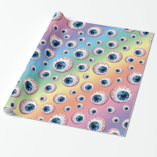 Rainbow eyeball pattern wrapping paper
