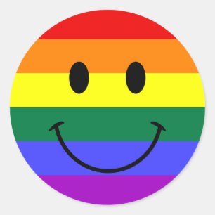 Rainbow Face Classic Round Sticker