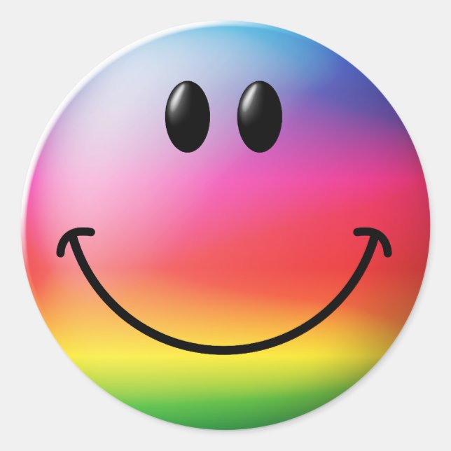 Rainbow Face Classic Round Sticker (Front)