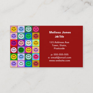 Rainbow face squares business card