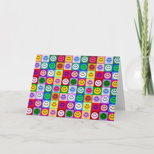 Rainbow face squares card (Front)